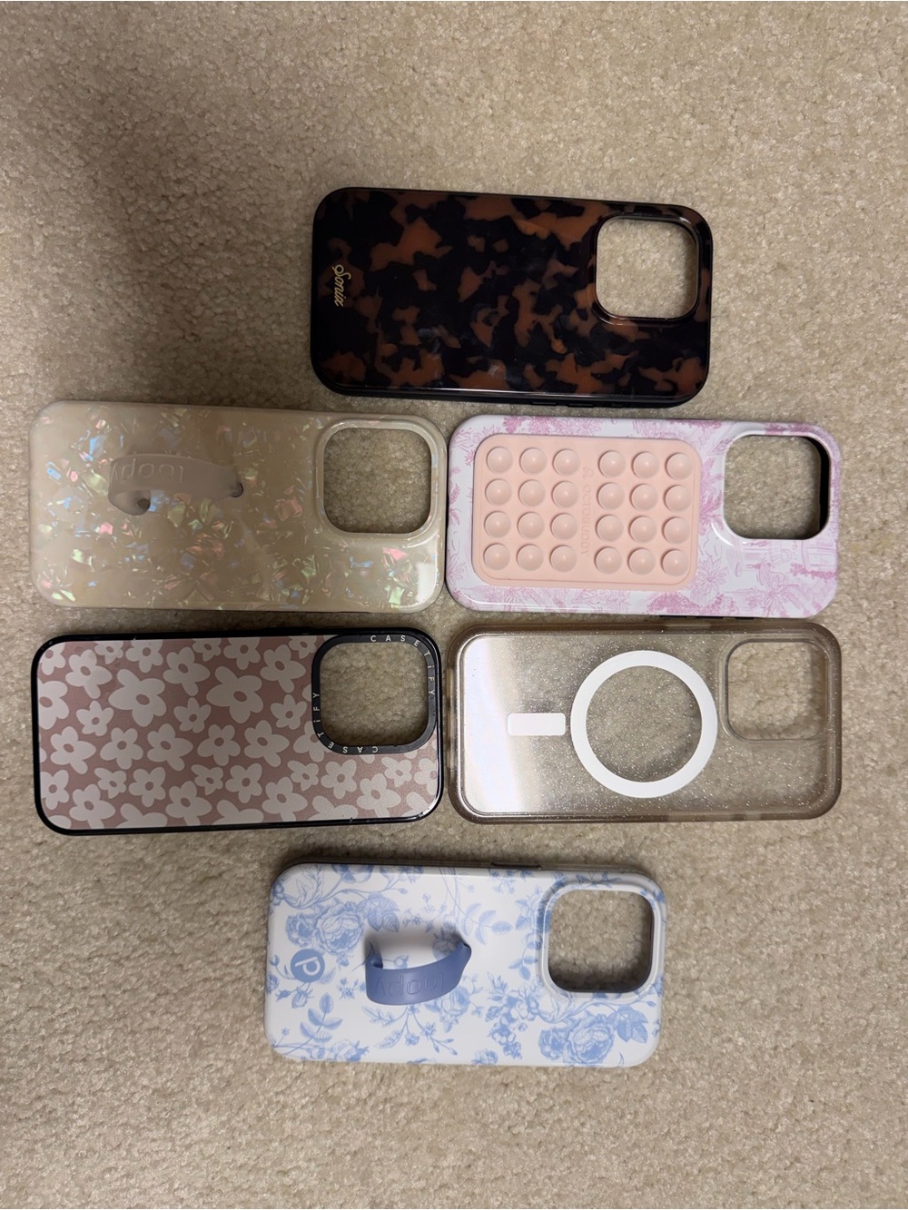 iphone 15 pro Loopy Case Phone Case Set in Brown, Cream, Pink, Blue, White